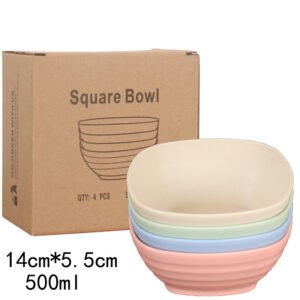 Set of 4 Square Serving & Cereal Bowls – 500ml
